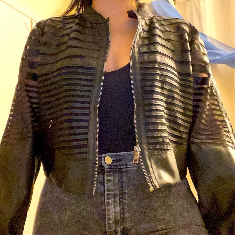 Black sheer striped jacket
